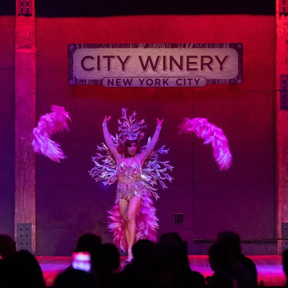 Cabaret Costume Silver Magenta 5-Piece - Picture 7 of 12